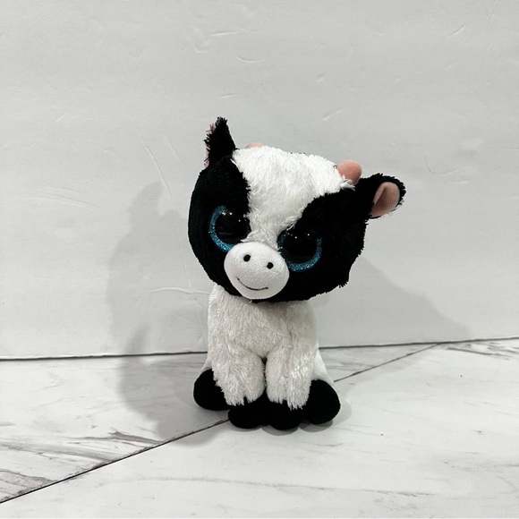 TY Beanie Boo Butter The Cow Plush TySilk Plush Stuffed Animal Black And White - Picture 1 of 9
